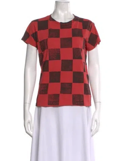 Pre-owned Mother Plaid Print Crew Neck T-shirt In Red