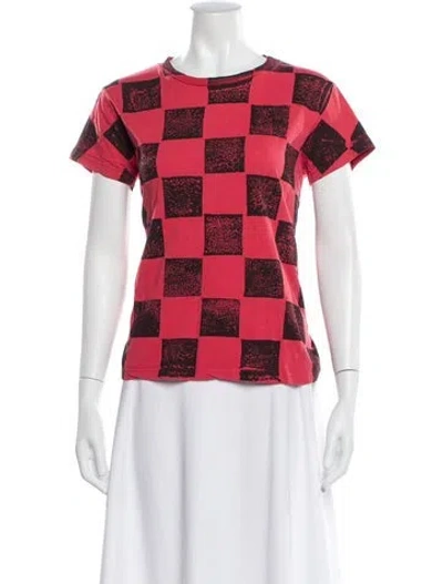 Pre-owned Mother Plaid Print Crew Neck T-shirt In Red