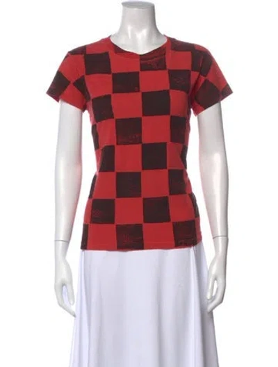 Pre-owned Mother Plaid Print Crew Neck T-shirt In Red