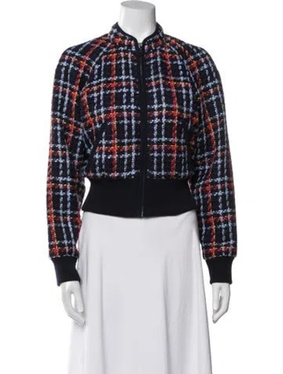 Pre-owned Mother Plaid Print Evening Jacket In Blue