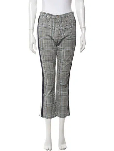 Pre-owned Mother Plaid Print Flared Pants In Gray