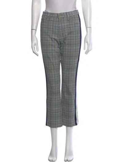 Pre-owned Mother Plaid Print Flared Pants In Multi