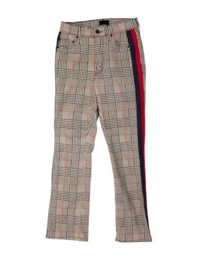Pre-owned Mother Plaid Print Flared Pants In Multicolor