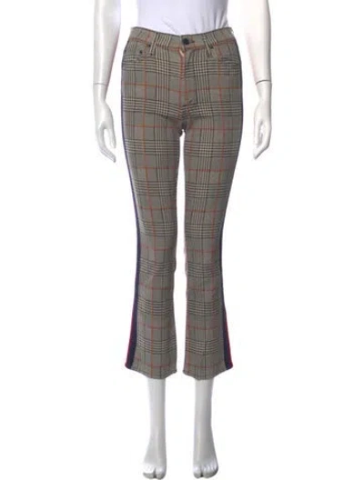 Pre-owned Mother Plaid Print Flared Pants In Neutrals
