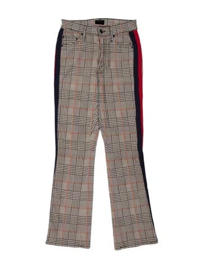 Pre-owned Mother Plaid Print Flared Pants In Neutrals