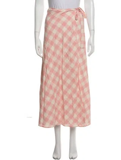 Pre-owned Mother Plaid Print Long Skirt In Pink