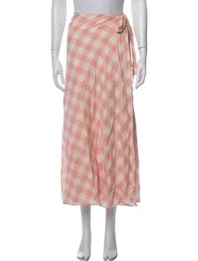 Pre-owned Mother Plaid Print Long Skirt In Pink