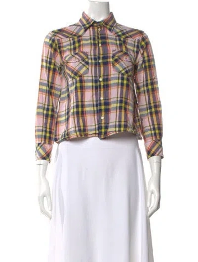 Pre-owned Mother Plaid Print Long Sleeve Button-up Top In Multi