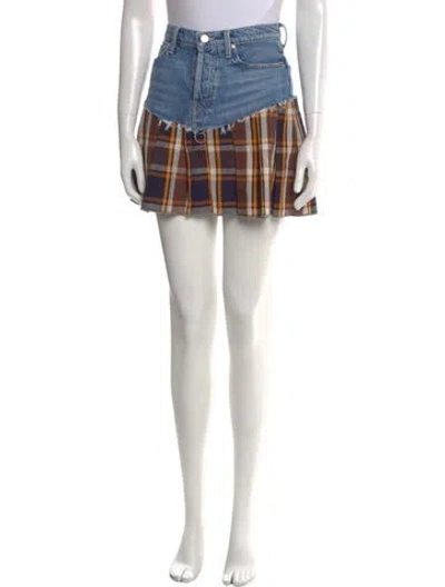 Pre-owned Mother Plaid Print Mini Skirt In Blue