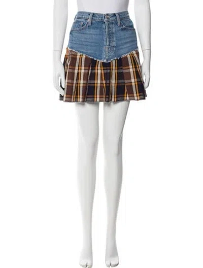 Pre-owned Mother Plaid Print Mini Skirt In Blue