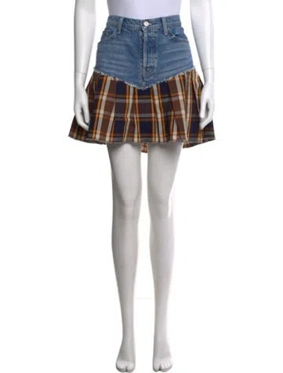 Pre-owned Mother Plaid Print Mini Skirt In Blue