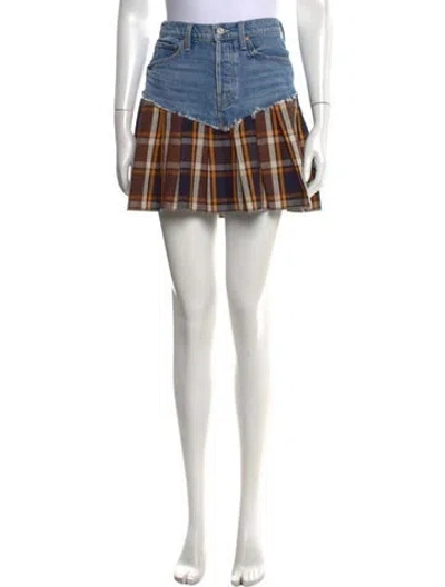 Pre-owned Mother Plaid Print Mini Skirt In Blue