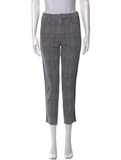 Pre-owned Mother Plaid Print Straight Leg Pants In Blue