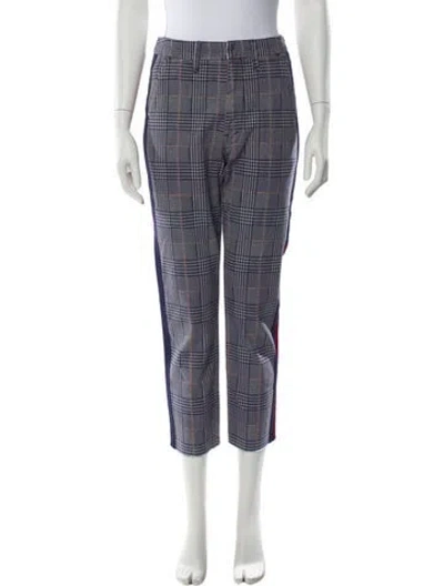 Pre-owned Mother Plaid Print Straight Leg Pants In Blue