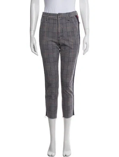 Pre-owned Mother Plaid Print Straight Leg Pants In Blue