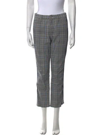 Pre-owned Mother Plaid Print Straight Leg Pants In Gray