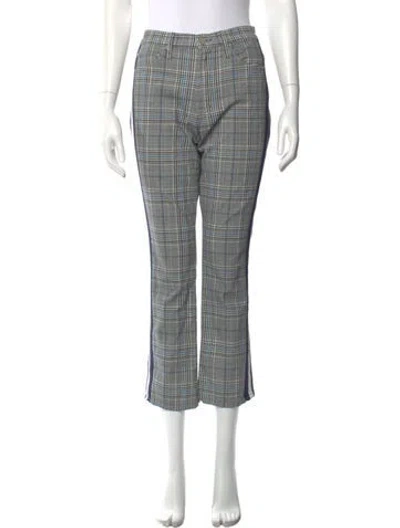 Pre-owned Mother Plaid Print Straight Leg Pants In Gray