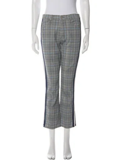 Pre-owned Mother Plaid Print Straight Leg Pants In Gray