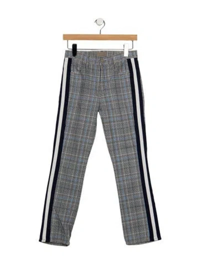 Pre-owned Mother Plaid Print Straight Leg Pants In Grey