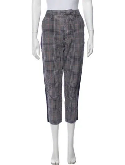 Pre-owned Mother Plaid Print Straight Leg Pants In Multi