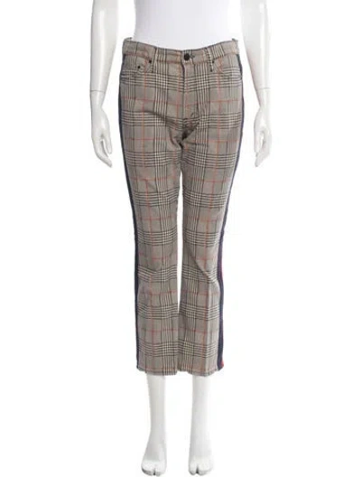 Pre-owned Mother Plaid Print Straight Leg Pants In Neutral