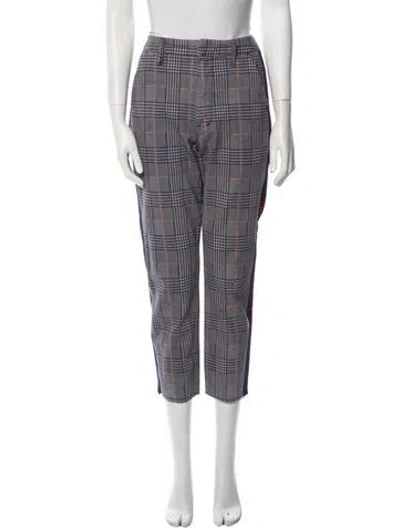 Pre-owned Mother Plaid Print Straight Leg Pants In Purple