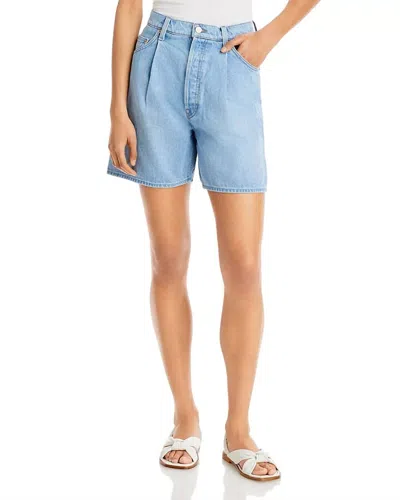 Mother Pleated Fun Dip Shorts In Just A Nibble In Blue