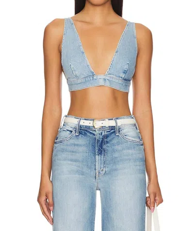 Mother Pre-loved Tit For Tat Wash Denim Bralette In I Confess In Blue