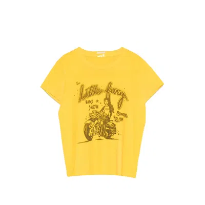 Mother Womens The Boxy Goodie Goodie Graphic-print Cotton-jersey T-shirt Little Fury In Yellow