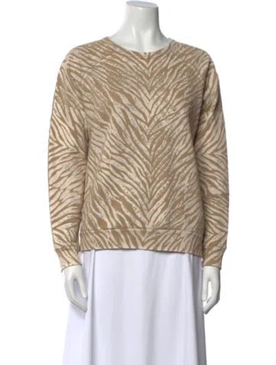 Pre-owned Mother Printed Bateau Neckline Sweatshirt In Brown