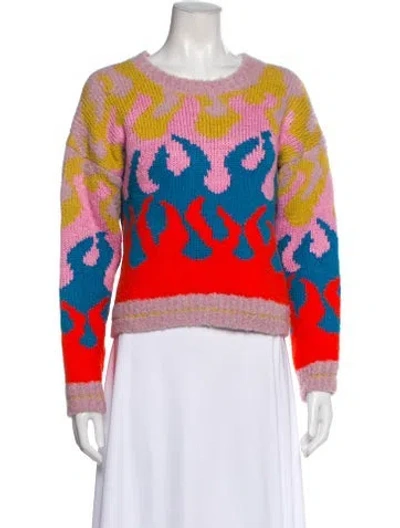Pre-owned Mother Printed Crew Neck Sweater In Pink