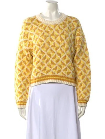 Pre-owned Mother Printed Crew Neck Sweater In Yellow