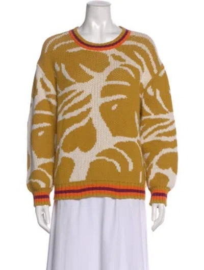 Pre-owned Mother Printed Crew Neck Sweater In Yellow