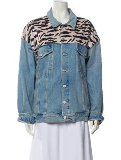 Pre-owned Mother Printed Denim Jacket In Blue