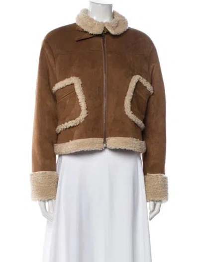 Pre-owned Mother Printed Faux Fur Jacket In Brown