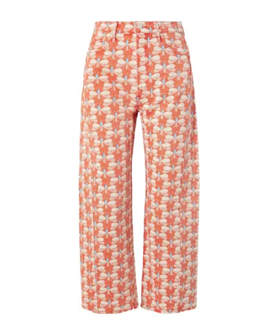 Mother Printed High-waisted Wide-leg Jeans In Multi