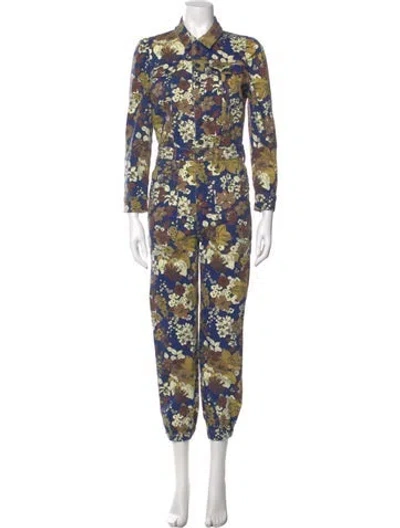 Pre-owned Mother Printed Jumpsuit In Blue
