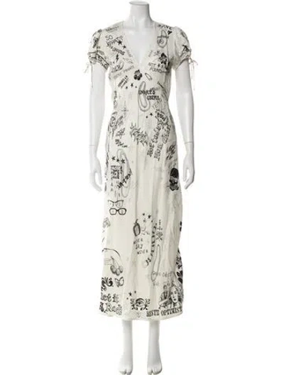 Pre-owned Mother Printed Long Dress In Neutral