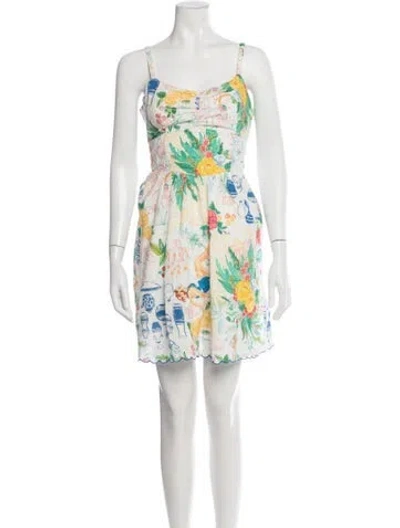 Pre-owned Mother Printed Mini Dress In Green