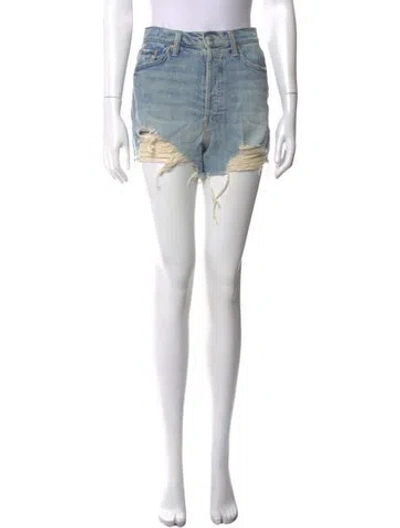Pre-owned Mother Printed Mini Shorts In Blue