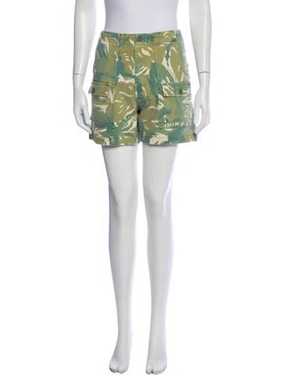 Pre-owned Mother Printed Mini Shorts In Green