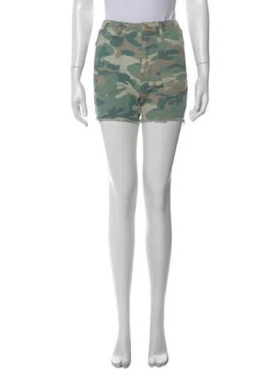 Pre-owned Mother Printed Mini Shorts In Green