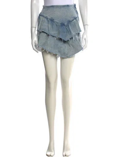 Pre-owned Mother Printed Mini Skirt In Blue