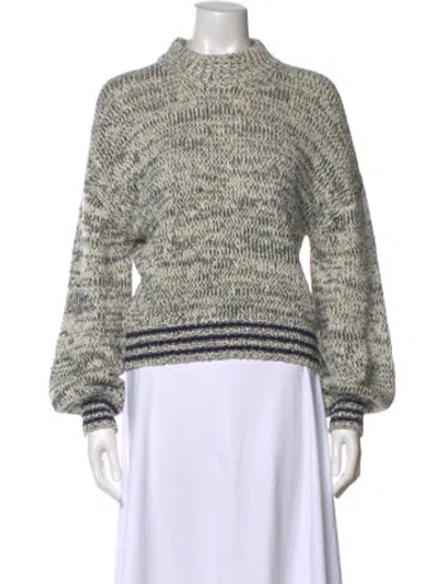 Pre-owned Mother Printed Mock Neck Sweater In White