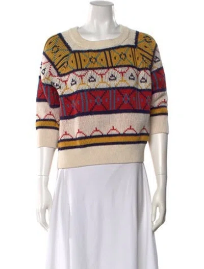 Pre-owned Mother Printed Scoop Neck Sweater In Neutral