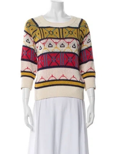 Pre-owned Mother Printed Scoop Neck Sweater In Neutral