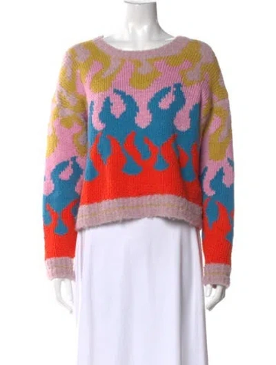 Pre-owned Mother Printed Scoop Neck Sweater In Pink