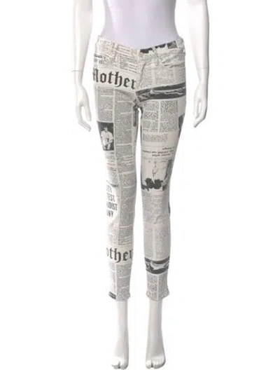 Pre-owned Mother Printed Skinny Leg Pants In Neutral