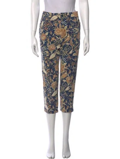Pre-owned Mother Printed Straight Leg Pants In Blue
