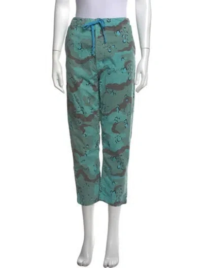 Pre-owned Mother Printed Straight Leg Pants In Blue